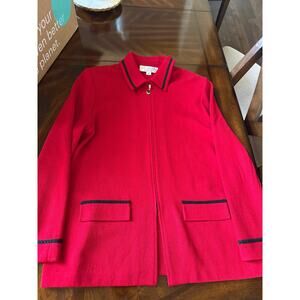 St. John Collection Womens Zip Front Knit Cardigan Sweater 8 Red Vintage